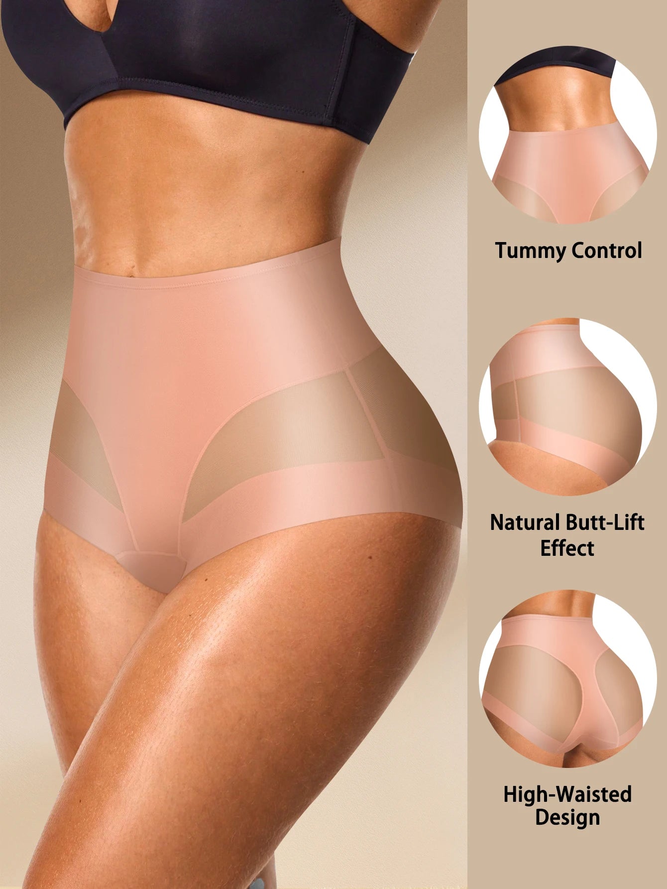 2PCS Women's High Waist Seamless Briefs – Soft Breathable Mesh Underwear in Solid & Contrast Colors