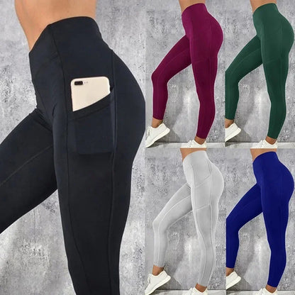 Yoga Fitness Women’s Leggings – High Waist, Butt-Lifting Tights with Pocket, Stretchy Gym Workout & Running Skinny Pants