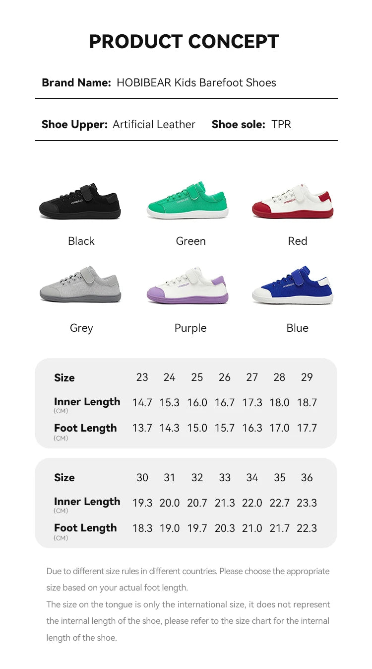 HOBIBEAR Kids Barefoot Shoes – Wide Toe Minimalist Sneakers for Boys & Girls, Lightweight Hook Loop, Artificial Leather & Fabric