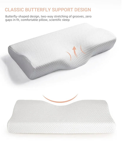 Memory Foam Orthopedic Pillow – Butterfly-Shaped Neck Protection with Slow Rebound for Cervical Health