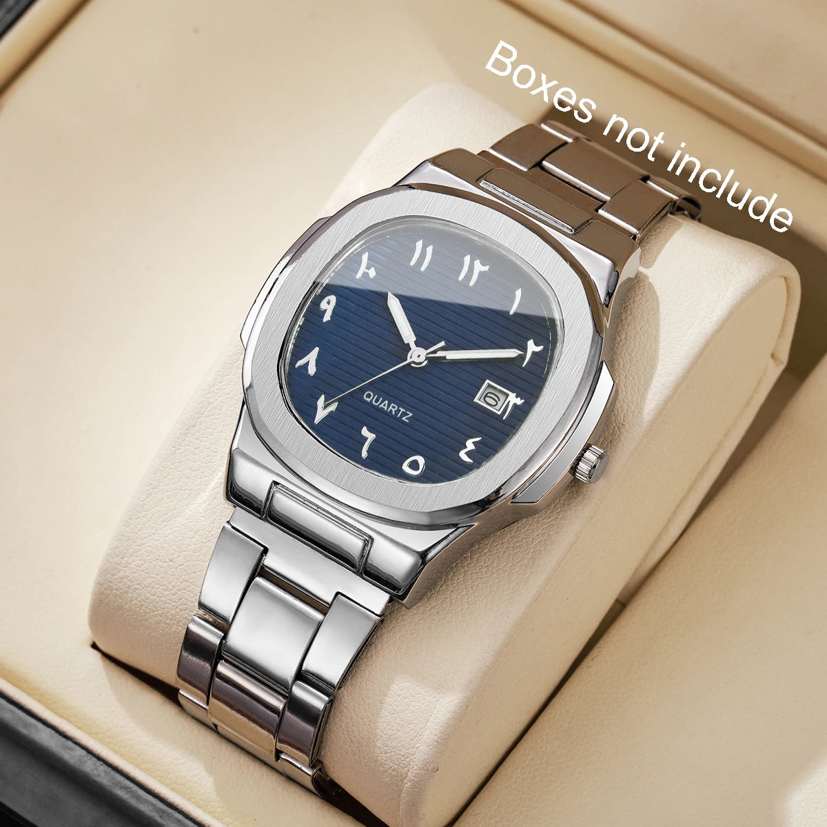 Luxury Men’s Business Watch - Square Dial Stainless Steel Quartz Watch with Calendar