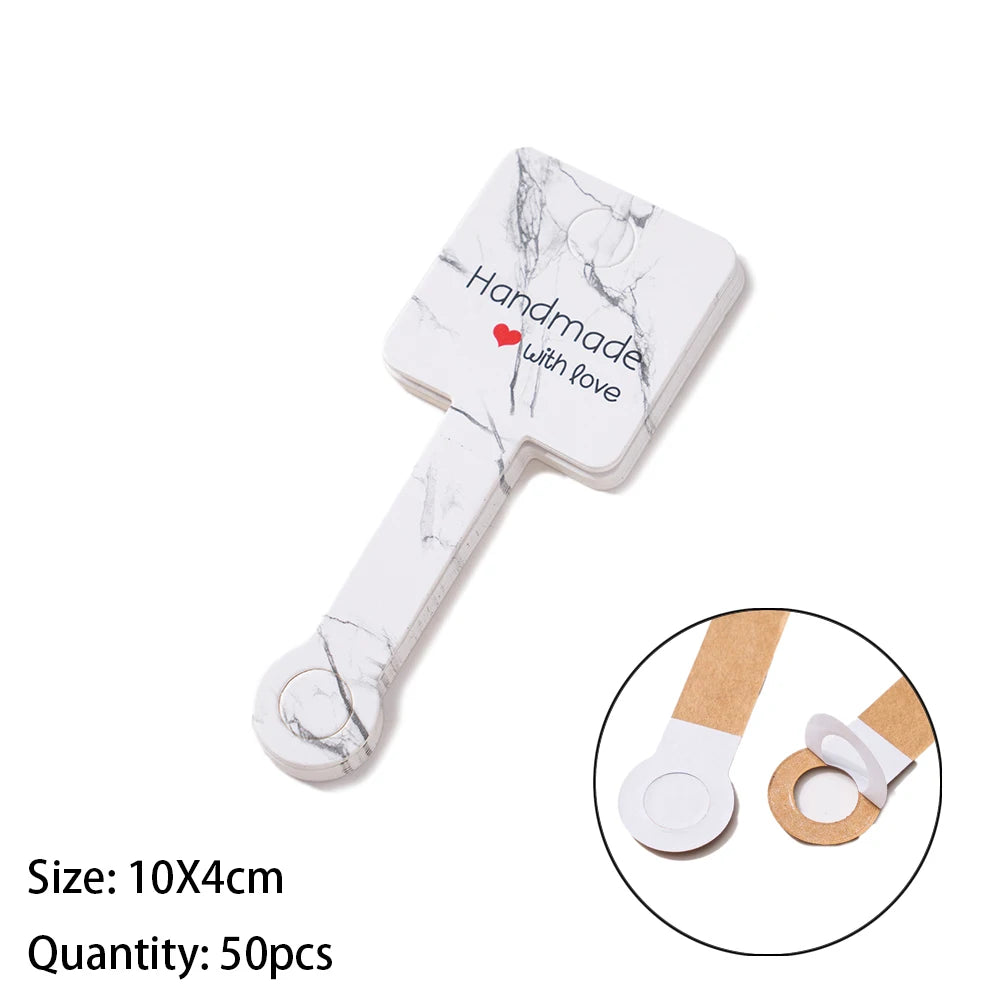 50PCS Self-Adhesive Display Card — 4x10cm Price Tags for Bracelets, Keychains & Jewelry Packaging, Small Business Labels