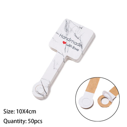 50PCS Self-Adhesive Display Card — 4x10cm Price Tags for Bracelets, Keychains & Jewelry Packaging, Small Business Labels