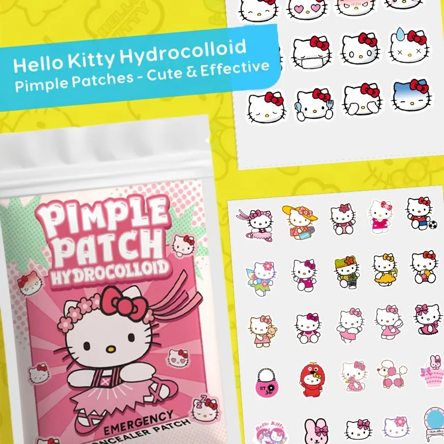 Sanrio Hello Kitty Acne Patch Set - Hydrocolloid Invisible Pimple Cover Facial Decoration Stickers