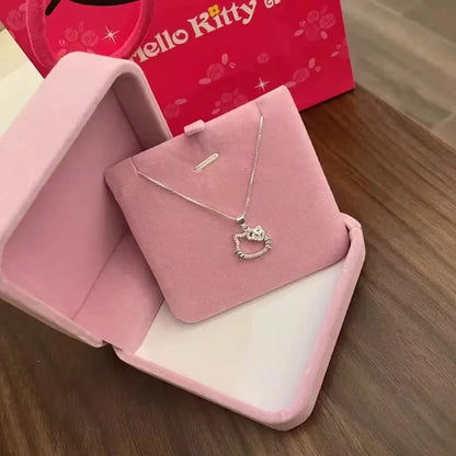 Hello Kitty Necklace & Ring Set – Cute Sanrio Cartoon Jewelry Anime Gift for Kids