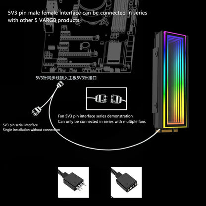 ARGB M.2 NVMe SSD Heatsink - 5V 3-Pin RGB Aluminum Cooler with Aura Sync Support