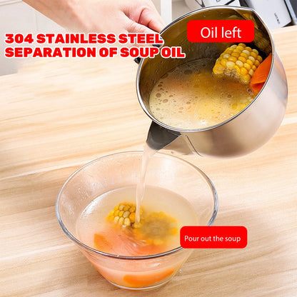 1000ML Stainless Steel Oil Separator - Multifunction Gravy, Soup & Cooking Oil Strainer