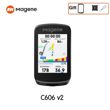 Magene C606V2 GPS Bike Computer – Touchscreen Cycling Speedometer with WiFi, Bluetooth, ANT+, Navigation, Climb & Odometer Functions