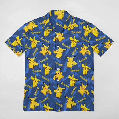 Summer Men's Short Sleeve Shirt – Cute Animal Print, Open Button Lapel, Comfortable Casual Top