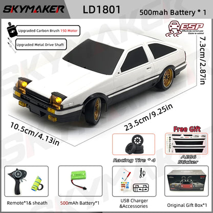 1:18 Skymaker AE86 & RX-7 FC RC Drift Cars with 2.4G Remote, ESP Gyroscope & LED Lights – Mini Racing Toy Cars