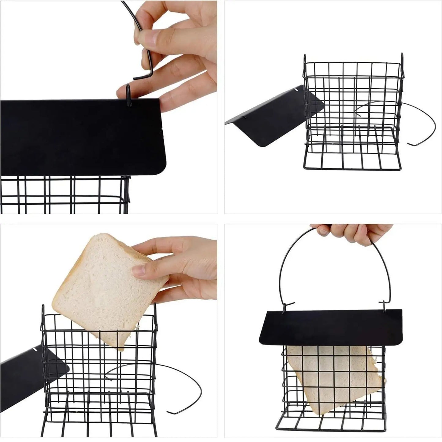 Outdoor Hanging Bird Feeder - Weatherproof Roof Bird Feeding Tray & Suet Feeding Station for All Bird Breeds