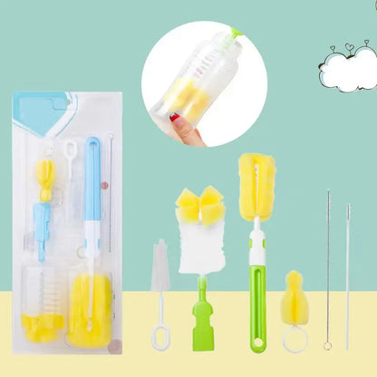 6PCS Bottle Cleaning Brush Set – 360° Rotating Nipple Brush Kit, No Dead Corner Cleaning Tools for Bottles & Cups