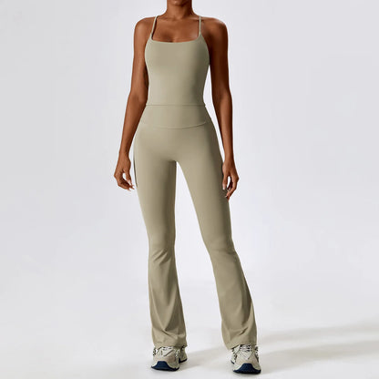 2PCS Seamless Women’s Yoga Set – Long Sleeve Crop Top & Leggings Workout Outfit, Athletic Gym Sportswear