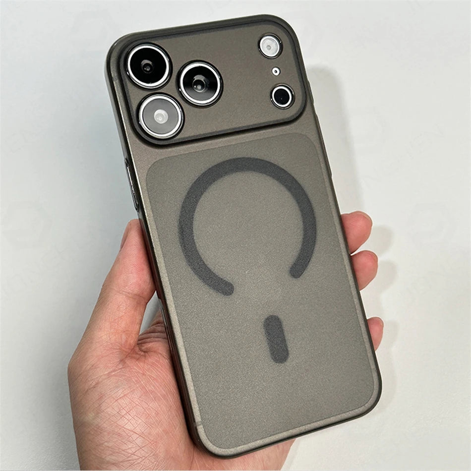 0.7mm Ultra-Thin MagSafe iPhone Case - Matte Clear Hard PC Cover with Magnetic Wireless Charging for iPhone 12–17 Air & Pro Max
