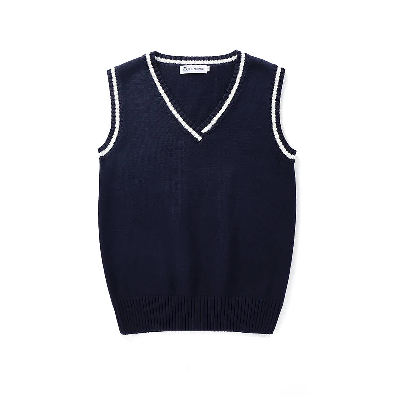 Unisex Sleeveless Sweater Vest – V-Neck Preppy Knitted Jumper for Women & Men, Retro Spring Fashion