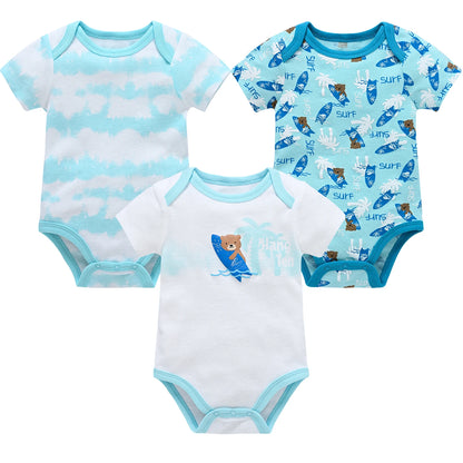 3/6PCS Baby Cotton Bodysuits – Short Sleeve Onesies for Newborns & Toddlers 0-12 Months, Boys & Girls