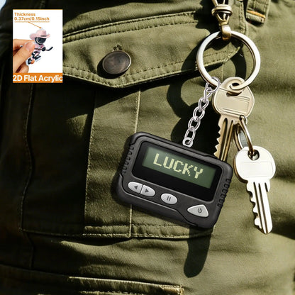 2D Retro Pager Keychain - Flat Acrylic Pendant Charm for Backpacks, Keys & 90s Nostalgia Gifts