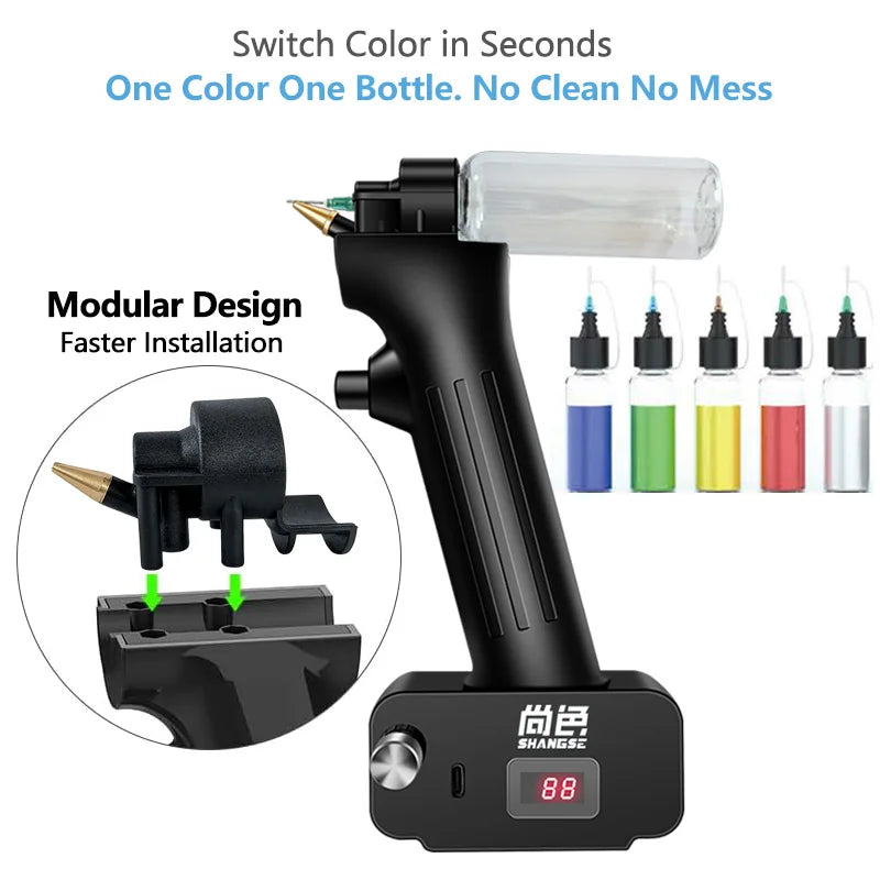 SHANGSE No-Clean Cordless Airbrush Kit – 30PSI Portable Rechargeable Spray Tool for Model Painting & Furniture Restoration