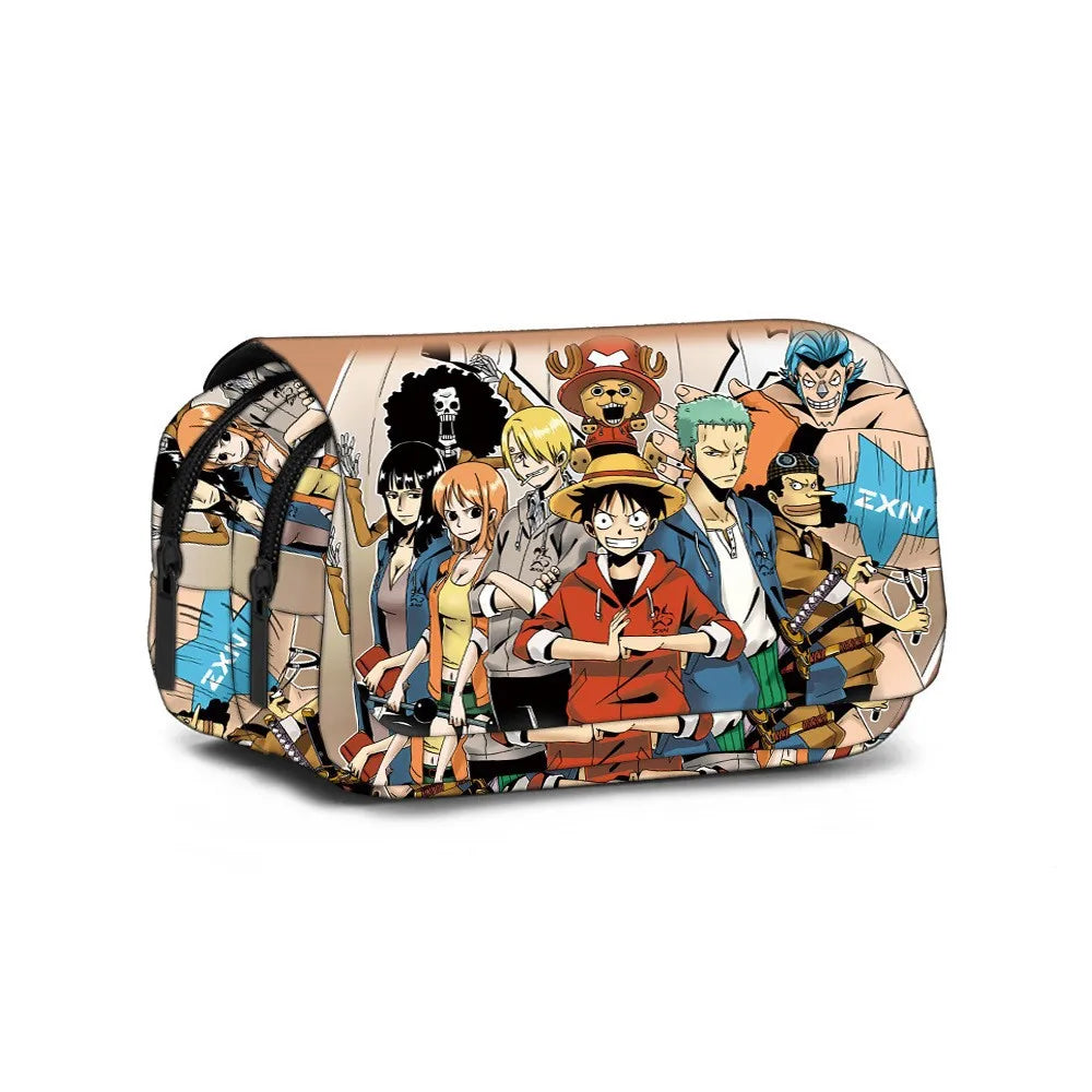 One Piece Pencil Case – Large Capacity Anime Pen Bag with Luffy & Zoro Print for Students & Gifts