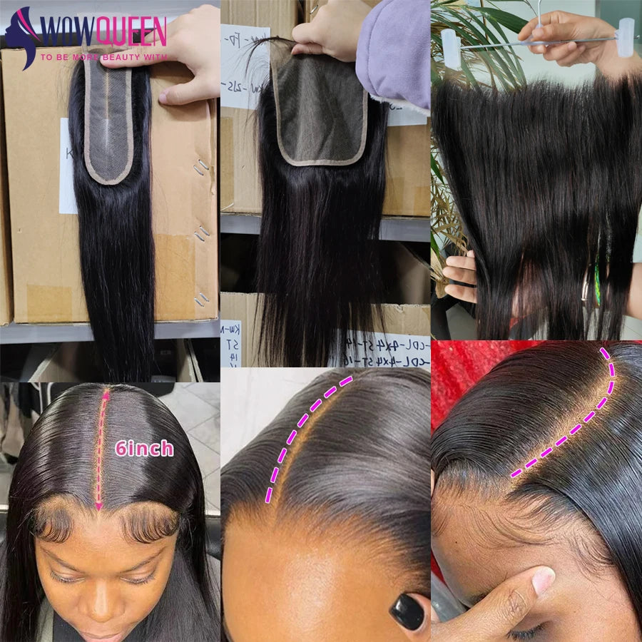 Straight Human Hair Bundles With Closure - Raw Brazilian Hair Extensions 2x6 4x4 13x4 Transparent Frontal Weave Set