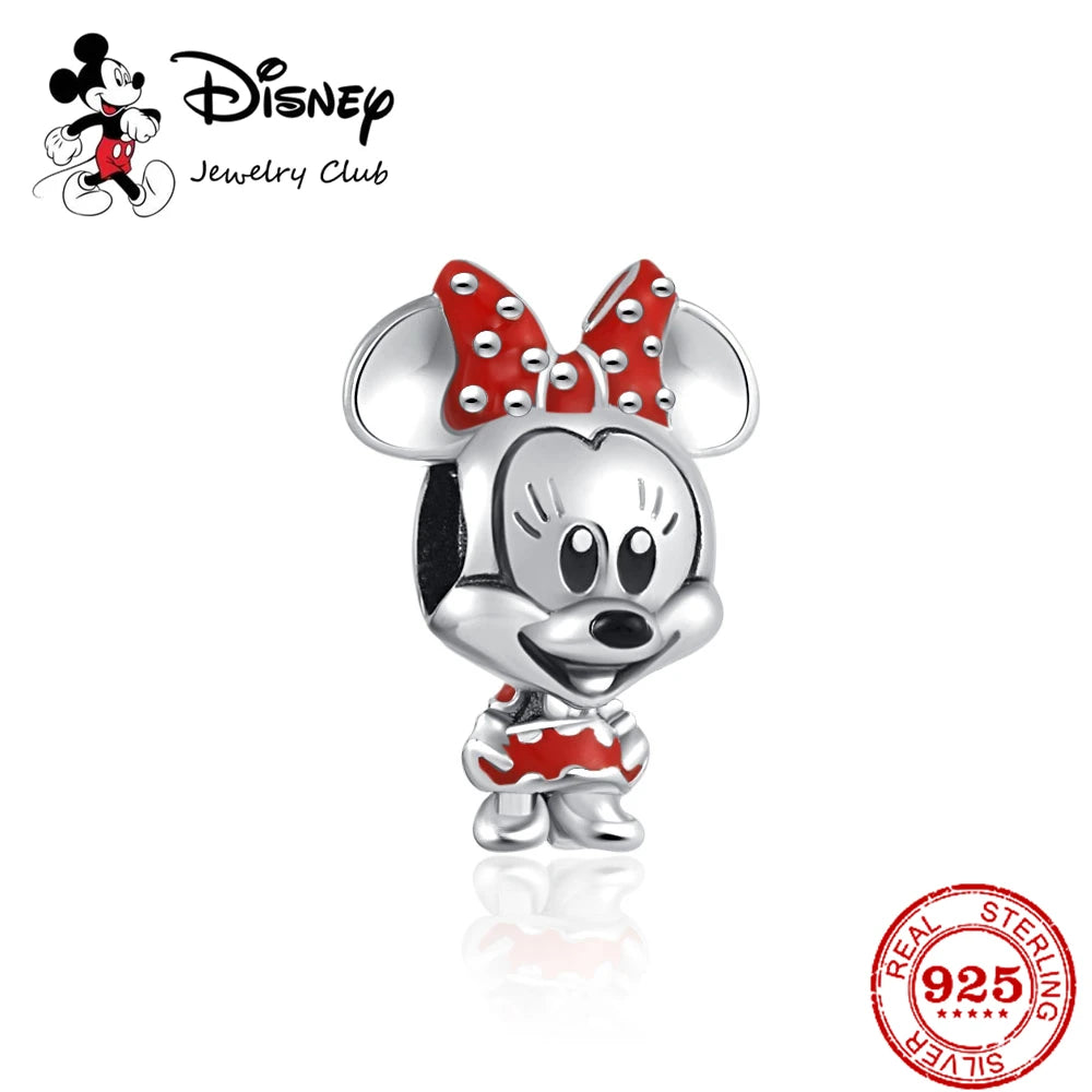 New 925 Sterling Silver Mickey Minnie Vinnie Charm – Beaded Fit for Original Pendant Bracelet, DIY Ladies Jewelry