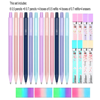 Cute Pastel Mechanical Pencil Set - 0.5mm & 0.7mm Writing, Drawing & Sketching Pencils