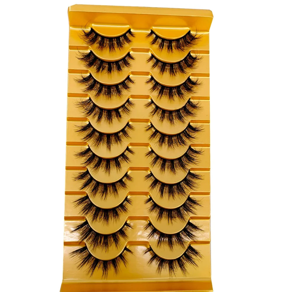 5/10 Pairs 3D Mink False Eyelashes – Wispy Handcrafted Full Strip Short Natural Lashes for Makeup