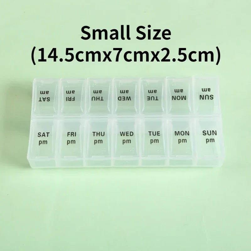 Weekly Travel Pill Organizer Box – 7-Day Portable Medicine & Vitamin Storage with 14 Grid Compartments