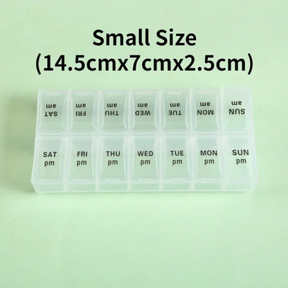 Weekly Travel Pill Organizer Box – 7-Day Portable Medicine & Vitamin Storage with 14 Grid Compartments