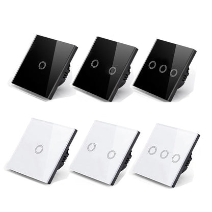 AXUS EU Touch Switch | AC100-240V LED Backlight Panel, Tempered Glass Wall Light Sensor Switch, 1/2/3 Gang