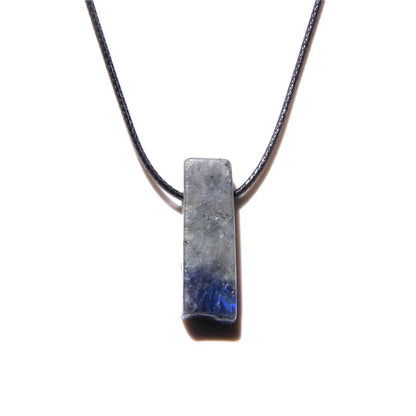 Men's Vintage Rectangle Obsidian Pendant Necklace – Natural Tiger Eye & Labradorite Gem, Leather Rope Braid Healing Jewelry