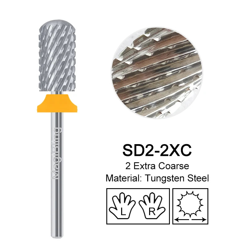Gold Tungsten Carbide Nail Drill Bits – Large Barrel Milling Cutter, Pro Reversed Durable Grinding & Polishing Tools Accessories 4XC