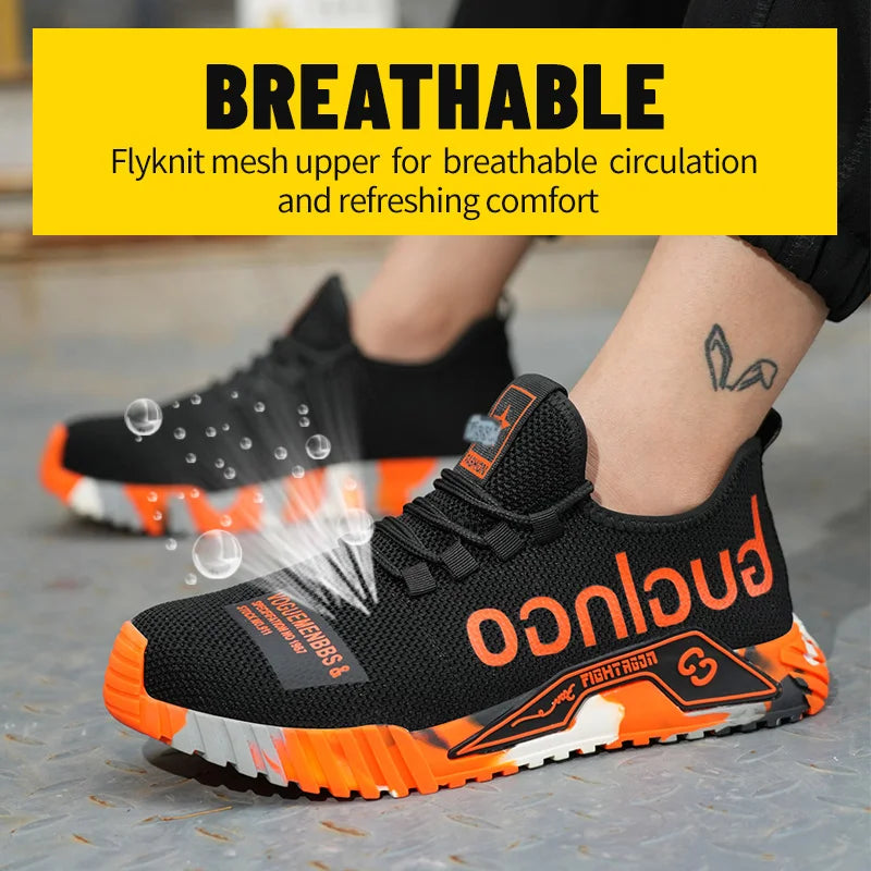 Stay Stylish and Protected with Fashion Sports Steel Toe Work Boots - Puncture-Proof Safety Shoes for Men