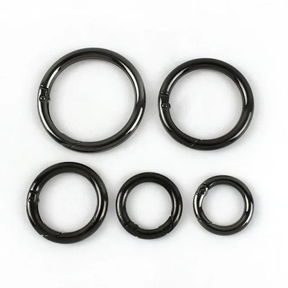 10Pcs Metal O Ring Spring Clasps - 10-38mm Openable Round Carabiner Snap Hooks for Keychains, Bags & DIY Jewelry Accessories