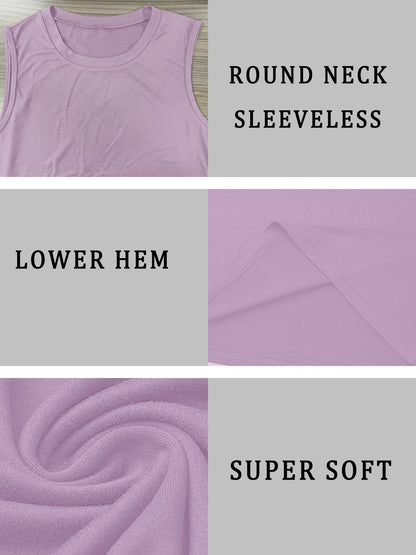 Women’s Summer Sleeveless Tank Top - Loose Fit Crewneck Casual Sports Yoga & Gym Activewear