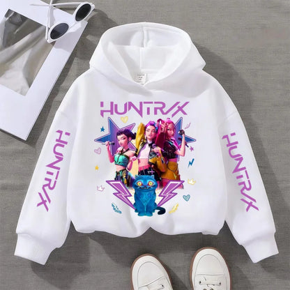 KPop Devil Hunter Printed Kids Hoodie – Autumn & Winter Warm Casual Sweatshirt for Boys & Girls