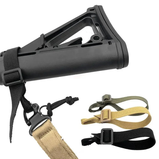Adjustable Rifle Buttstock Sling Adapter - Gun Stock Strap Belt for Hunting & Outdoor Use