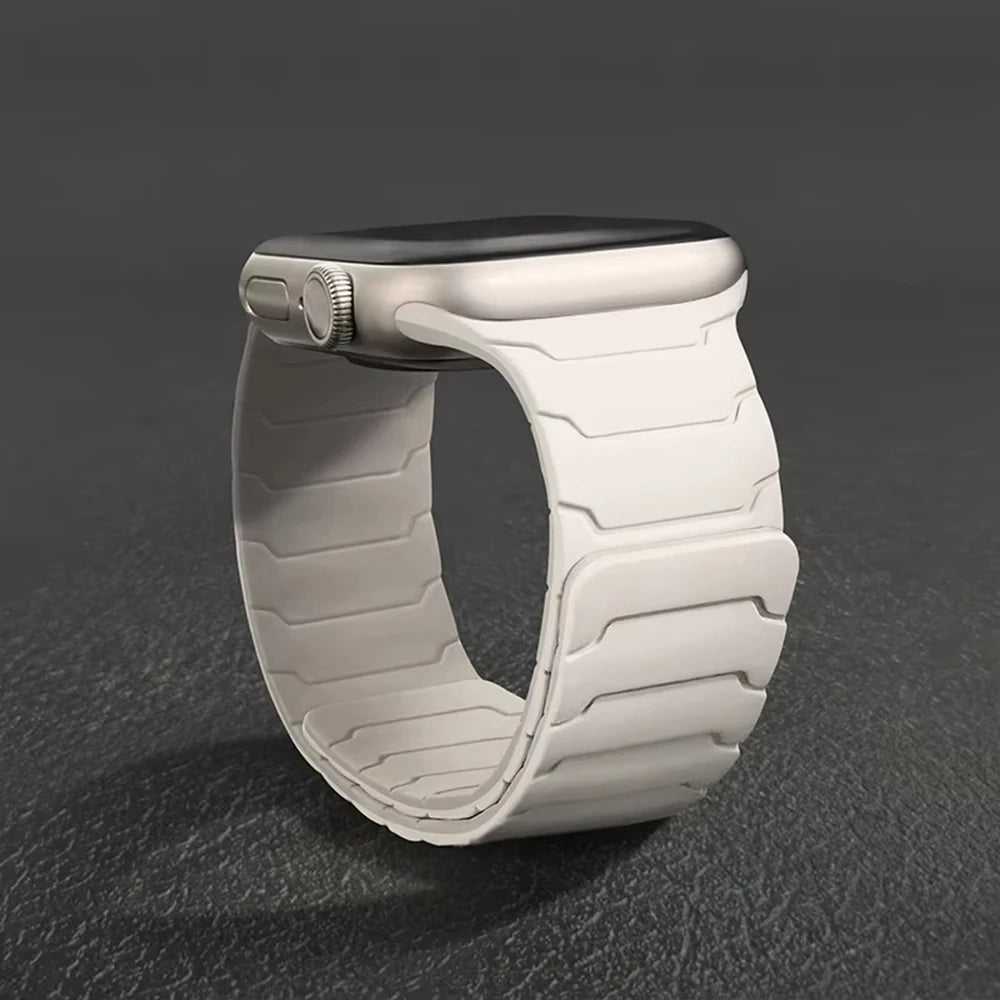 Silicone Magnetic Strap for Apple Watch - Adjustable Band for 49mm/46mm/45mm/44mm/42mm/41mm/40mm Series Ultra, SE & More