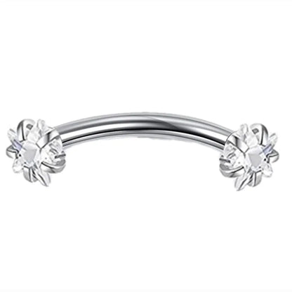 Crystal Curved Barbell Piercing Earrings – Daith, Helix, Tragus & Cartilage Body Jewelry Stud Ring