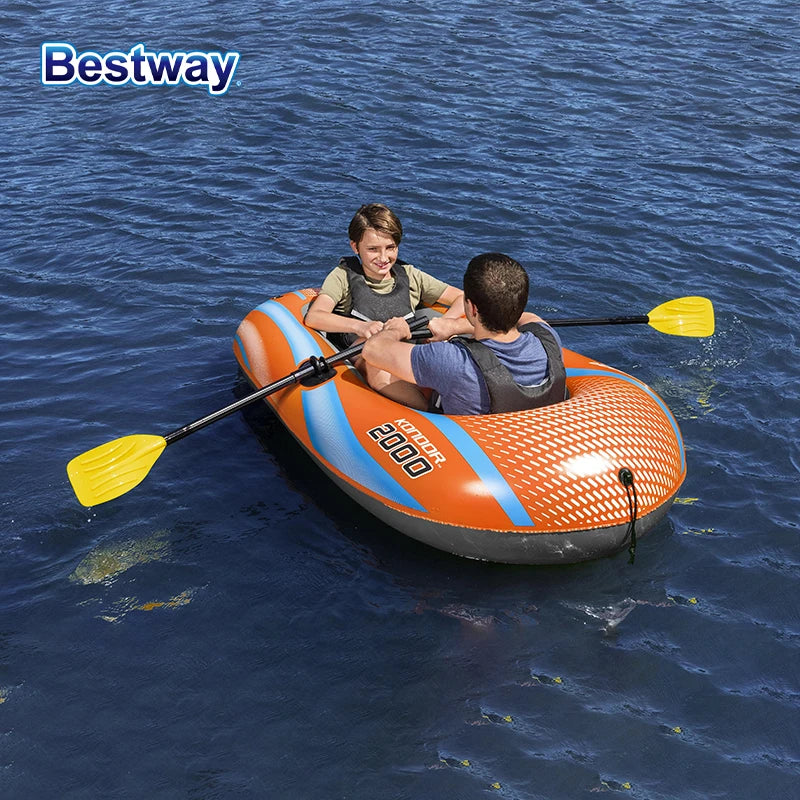 Bestway 61136/61140/61142/61146 Heavy-Duty Inflatable Kayak – 1-3 Person PVC Rafting Boat for Adventure & Thrilling Rides
