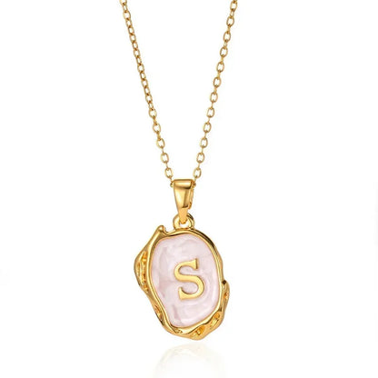 Y2K Stainless Steel Drip Oil Alphabet Necklace – A-Z Initials Pendant for Women & Men, Aesthetic Jewelry Gift