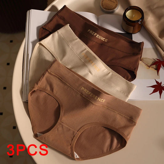 3PCS Seamless Women's Cotton Panties – Soft, Breathable, Large Size Sports Underwear Set