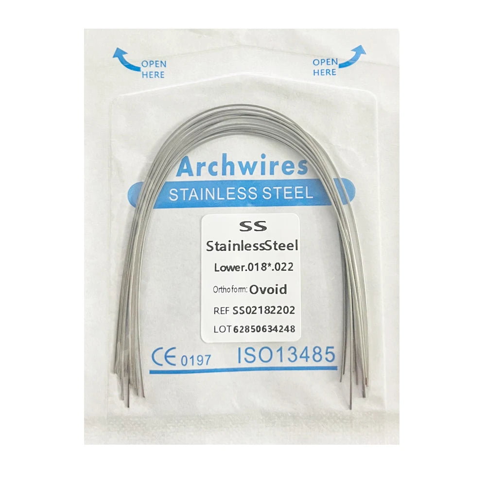 10PCS Dental Orthodontic Arch Wire Set - Stainless Steel Round & Rectangular Dentist Ovoid Form Material