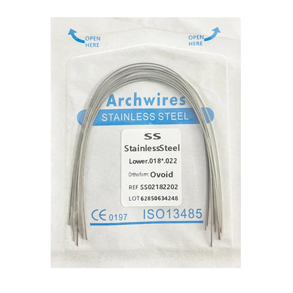 10PCS Dental Orthodontic Arch Wire Set - Stainless Steel Round & Rectangular Dentist Ovoid Form Material