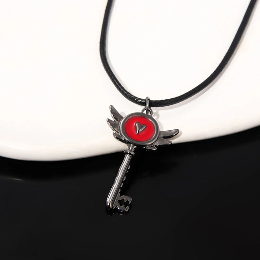 Hazbin Hotel Inspired Heart Portal Key Pendant Necklace – Cosplay Choker Jewelry Gift for Women & Men