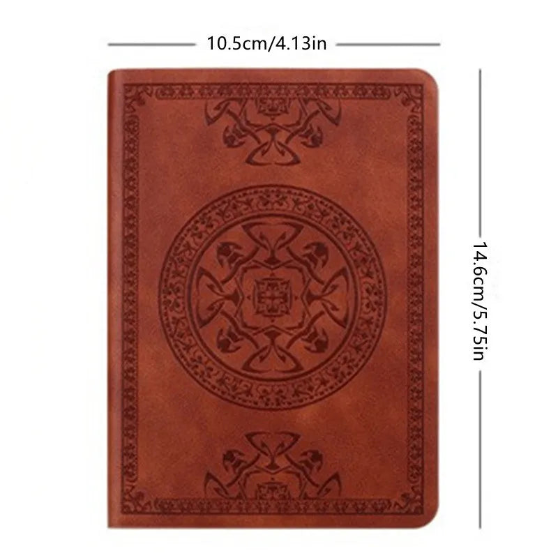 A6 Retro-Style Pocket Mini Notebook - Stamped PU Leather Writing Book for Portability in Office Bookkeeping