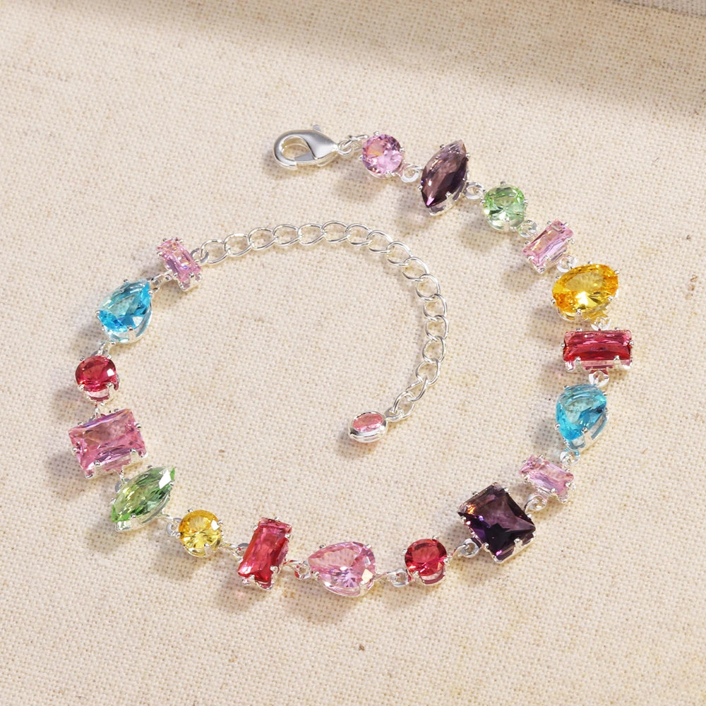 18K Gold Plated Crystal Zircon Necklace – Luxury Colorful Fashion Jewelry for Women, Party & Evening Accessories