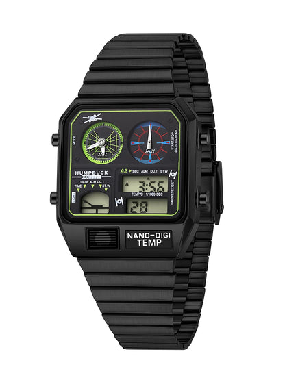 HUMPBUCK Digital Watch for Men – Classic Multifunctional Wristwatch with Temperature, Stopwatch, Dual Time & Calendar