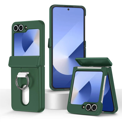 Luxury Wallet Clip Phone Case for Samsung Z Flip — Shockproof Card Slot Cover with Finger Ring for Z Flip 5/6/7/5G