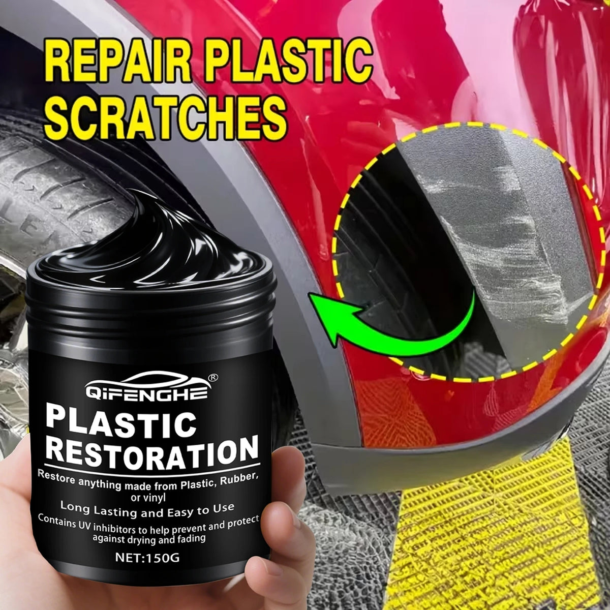 Car Plastic Restorer Polish Paste 150g - Tire, Interior & Bumper Shine & Long-Lasting Automotive Protection